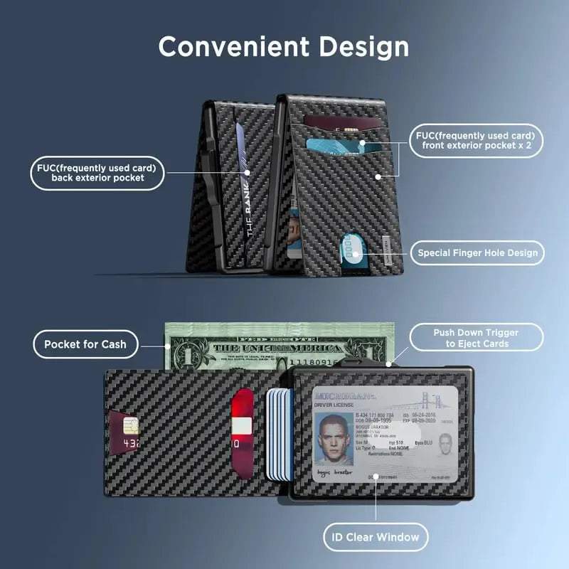 🔥 HOT SALE 🔥LAST DAY SALE 49% OFF-🔥Minimalist Pop-Up Wallet for Men – RFID Blocking Aluminum Card Holder with Cash Slot, ID Window & Leather Front Pocket