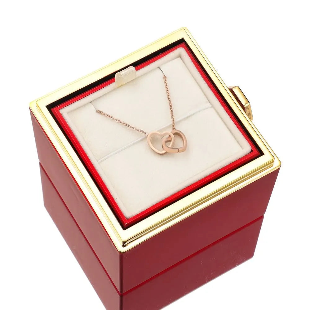 Eternal Rose Box - W/ Engraved Necklace & Simulated Rose.