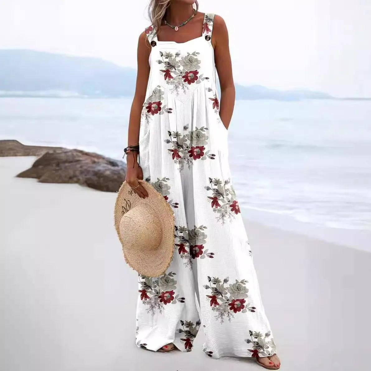 Women’s Boho Floral Print Jumpsuit