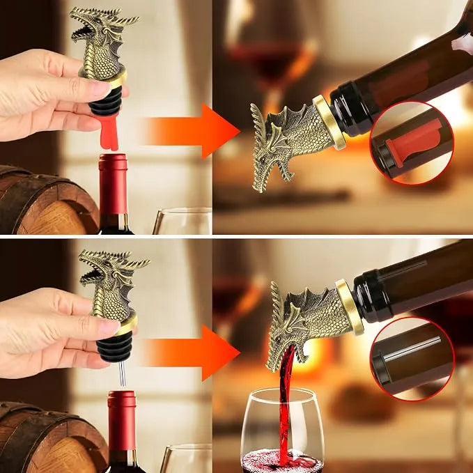 Dragon Head Wine Pourer & Bottle Stopper Set🐉🍷