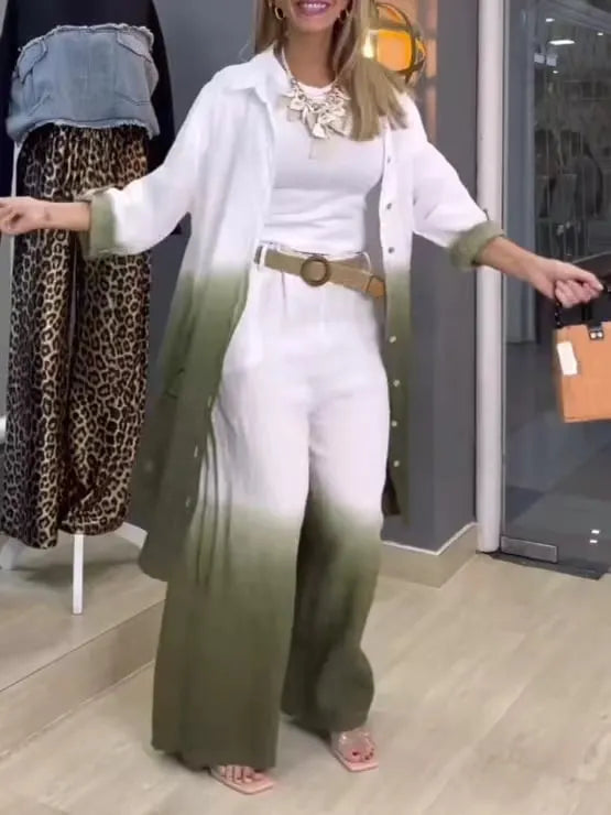 Casual Gradient Fashion Shirt and Pants Set