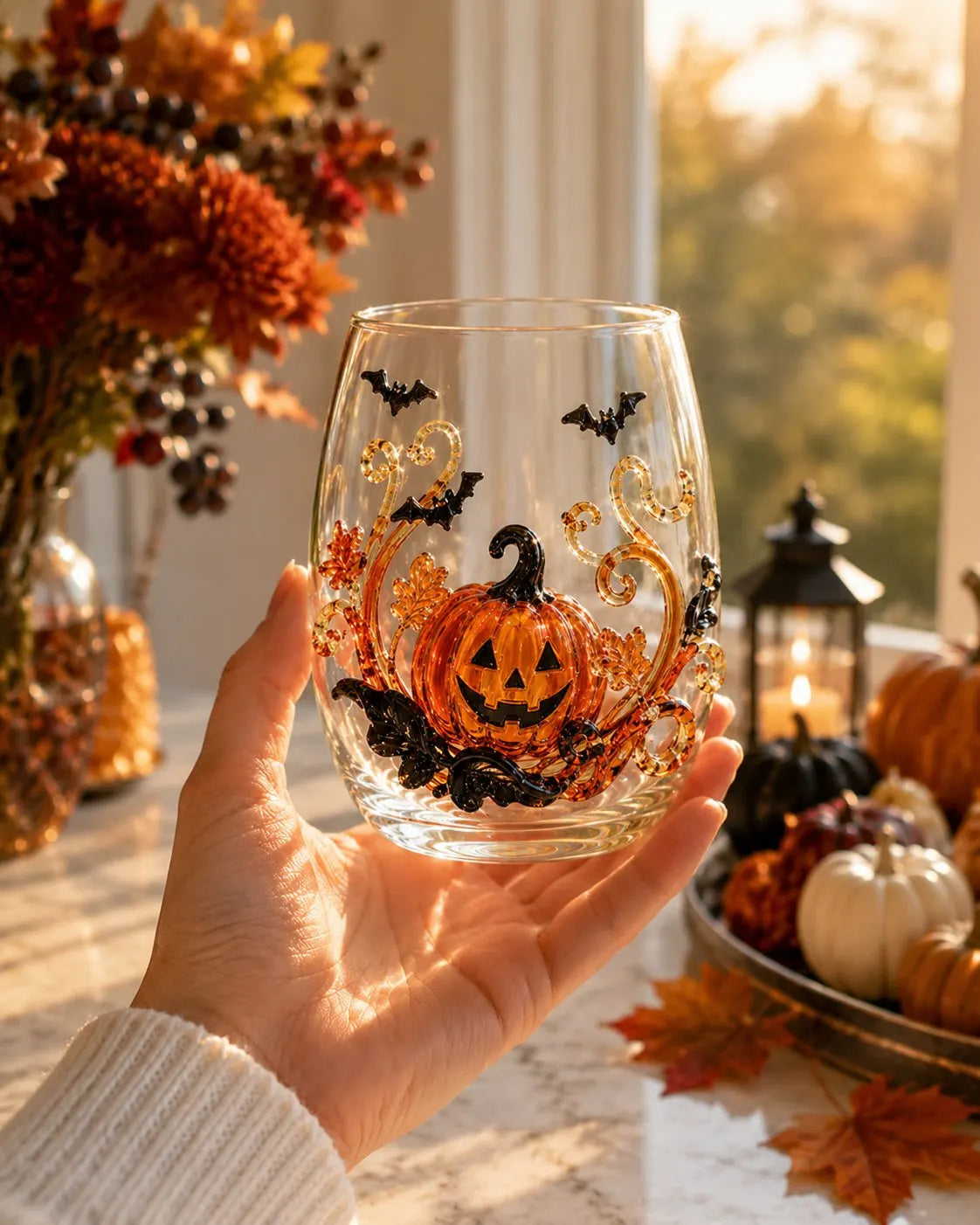 🎉🎃 3D Halloween Artisan Glassware Collection | For Magical Halloween Sips, Eye-Catching 3D Details, Luminous Festive Party Moments & Cozy Fall Home Bar Glow