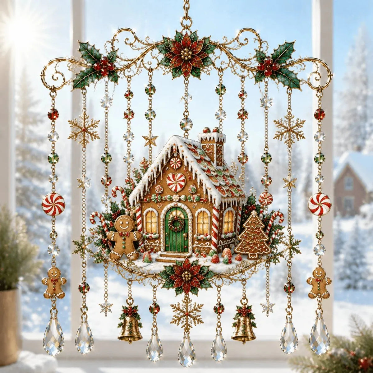🔥HOT SALE🔥 49% OFF - 🦌🎄Handmade Christmas Stained Glass Window Hanging | ✨Bring Christmas Magic Home