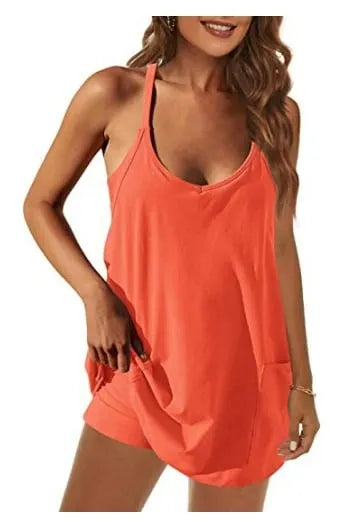 Summer women's halter top romper shorts