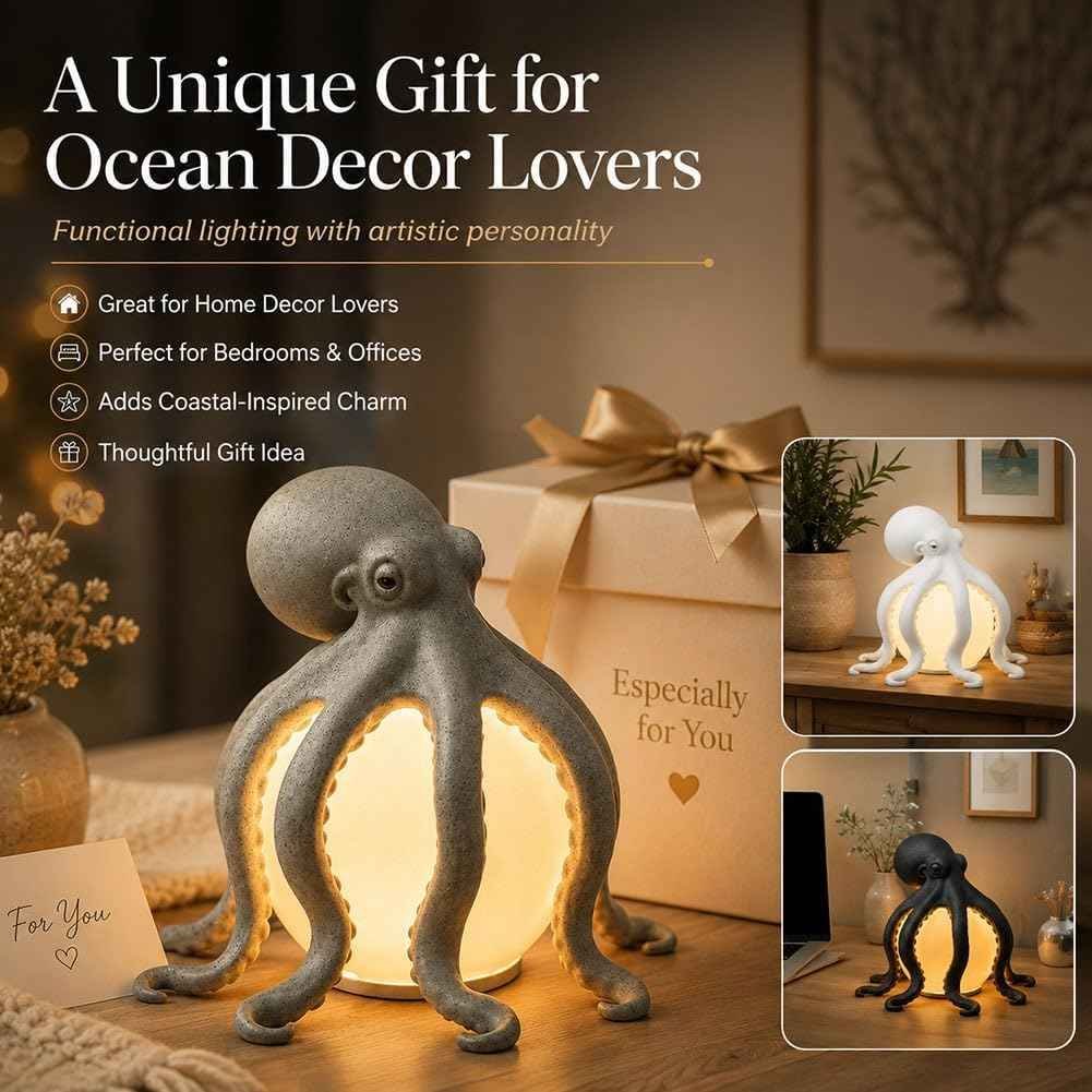 🔥HOT SALE🔥Only $29.99 This Week🌟🐙 Ocean Sculpture Octopus Ambient Table Lamp
