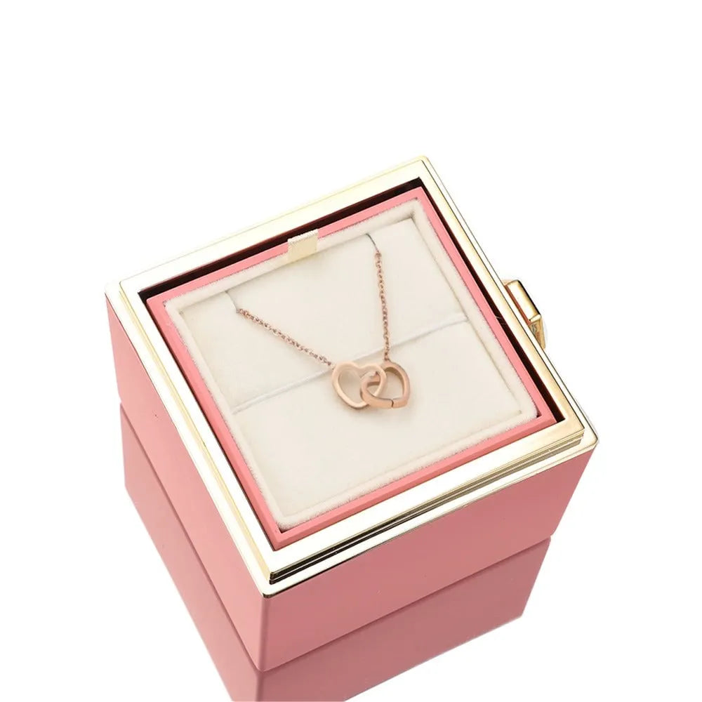 Eternal Rose Box - W/ Engraved Necklace & Simulated Rose.