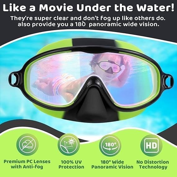 🏊‍♀️ Buy 1 Get 1 Free🏊‍♀️-2026 HD children's large frame waterproof and anti-fog swimming goggles