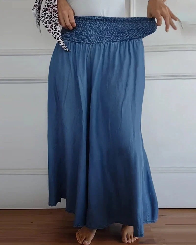 Wide Skirt with Elastic Waistband