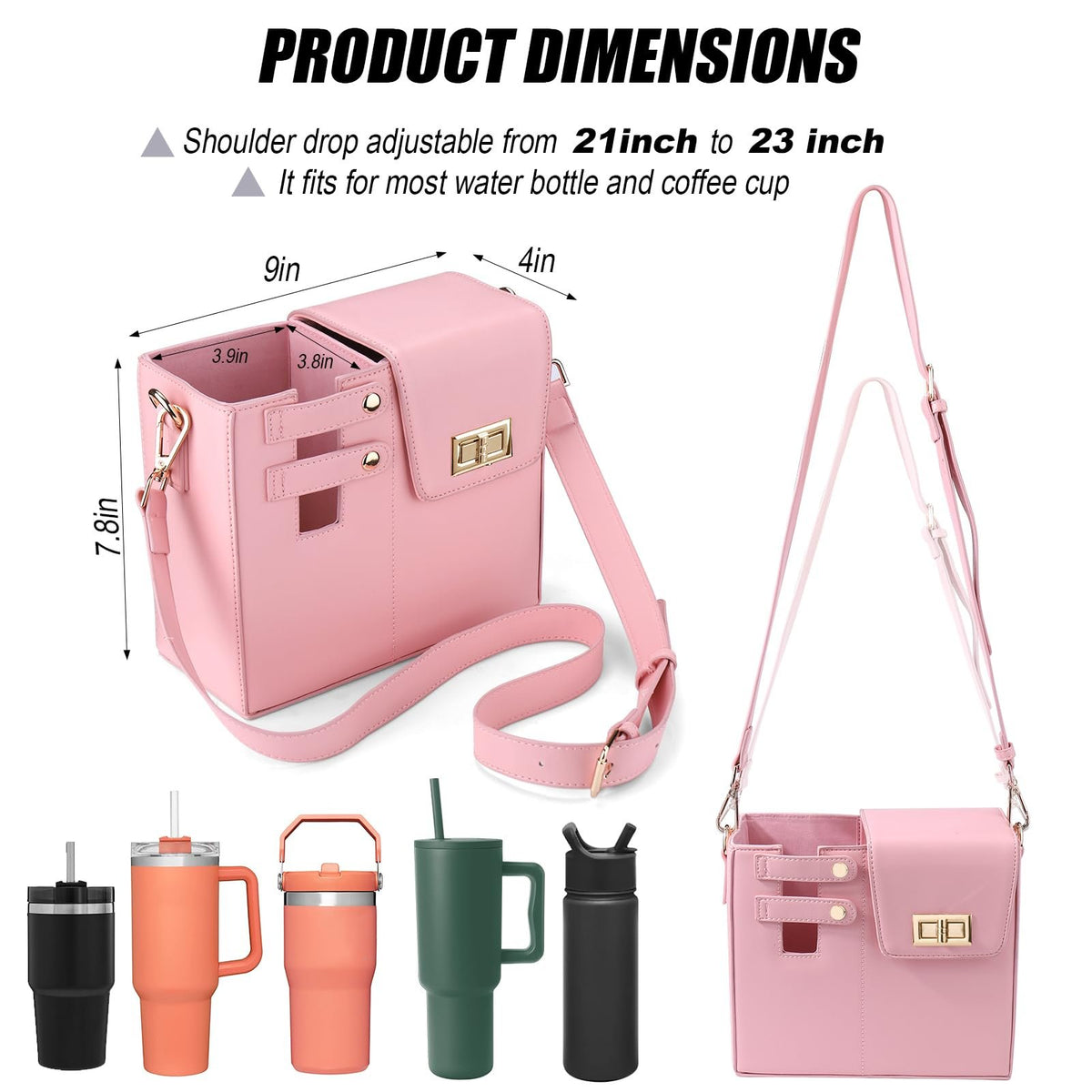 CROSSBODY BAG WITH SPORTS WATER BOTTLE HOLDER FOR WOMEN