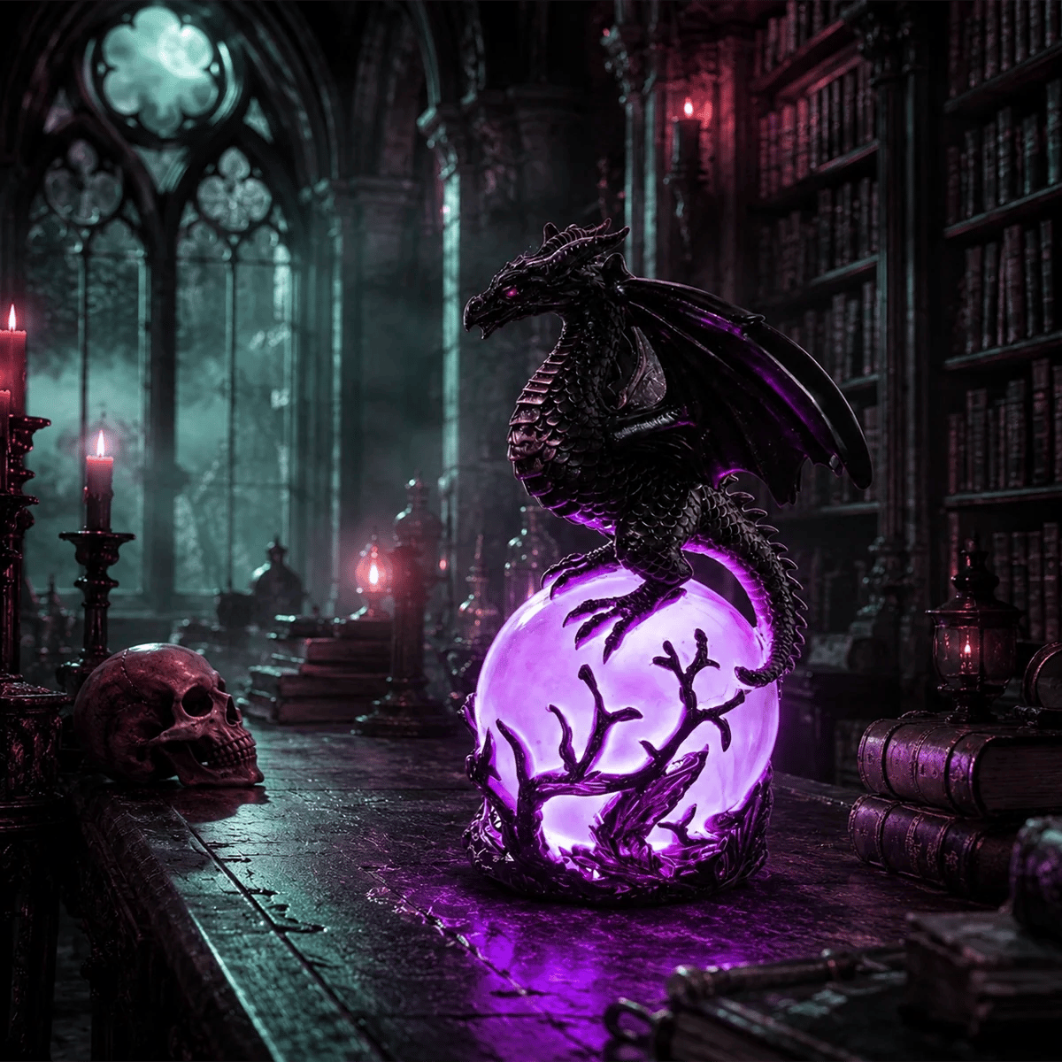 🎉🔮Gothic Dragon LED Crystal Ball Lamp for Dark Aesthetic Decor
