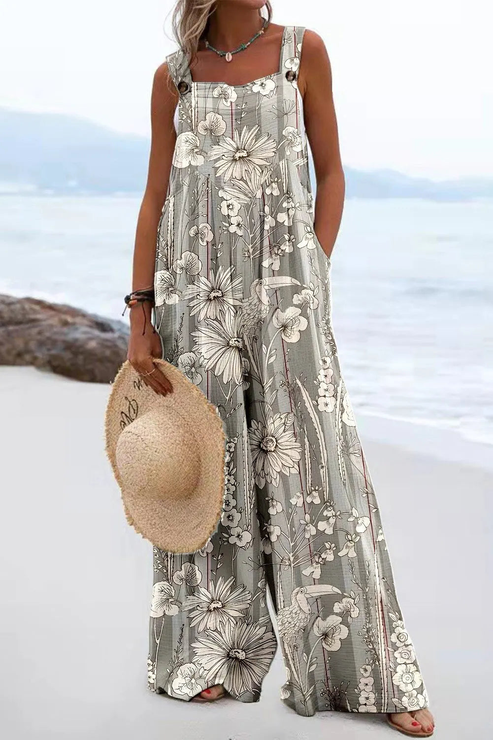 Women’s Boho Floral Print Jumpsuit