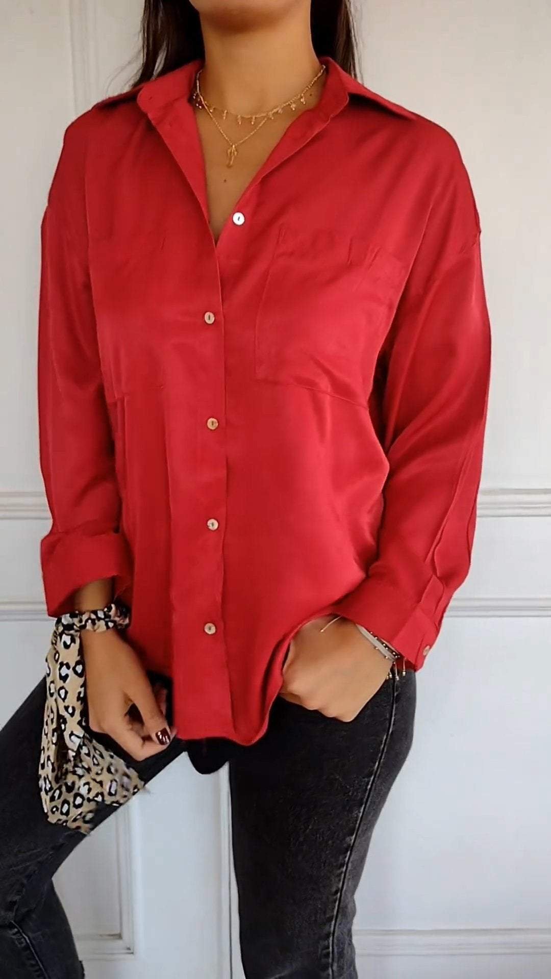 Lapel Long Sleeve Casual Shirt with Front Pockets (Buy 2 Free Shipping)