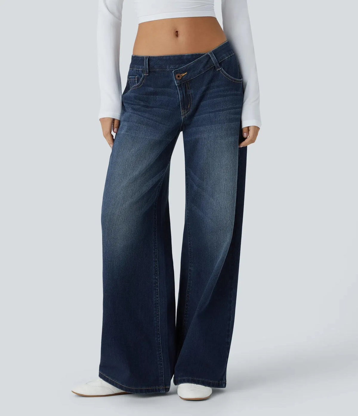 Women's Baggy Wide Leg Washed Casual Jeans