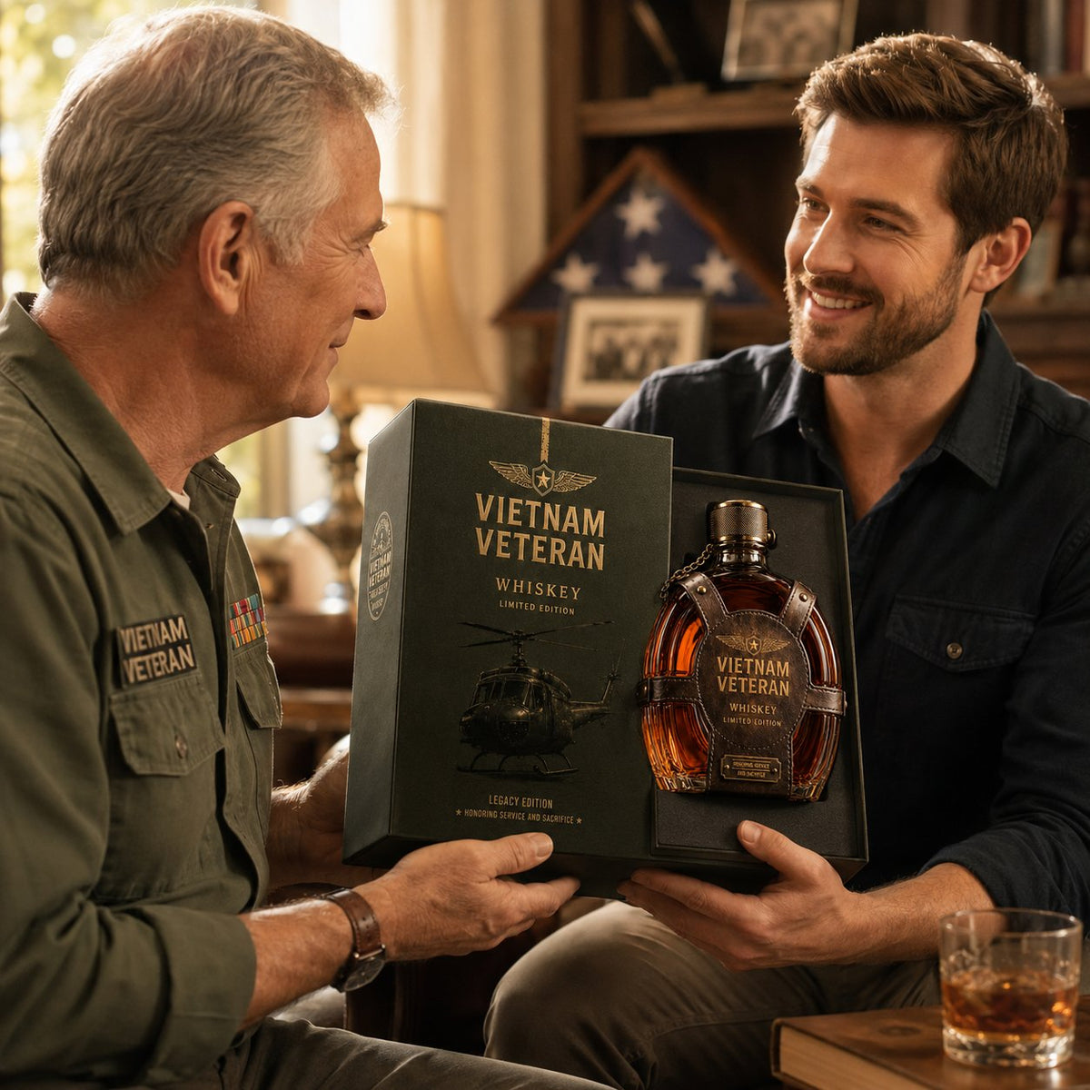 🔥HOT SALE🔥💥🏆Military Tribute Whiskey Decanter – Collectible Veteran Display Bottle With Gift Box
