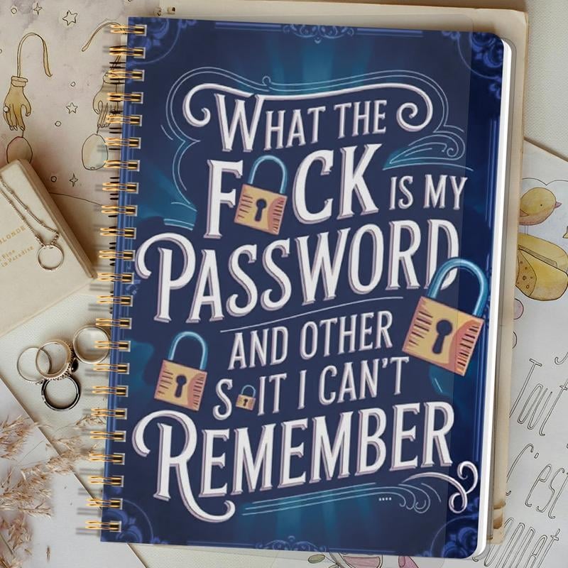🎉📅Funny Password Notebook - Spiral Bound with Lock Icons & Funny Security Phrases✍️