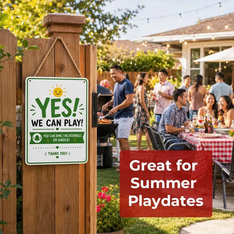 🌞Reversible Metal Playtime Door Sign – Yes/No Kids’ Play Sign for Family Homes