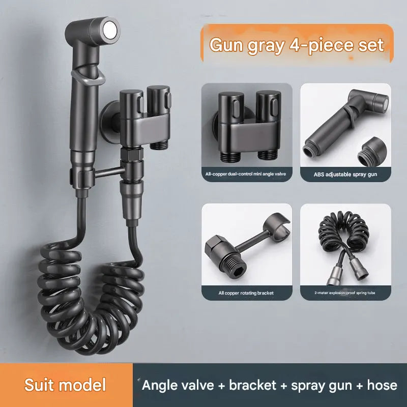 1-In-2-Handheld Out Dual Control Valve Bidet Sprayer for Toilet
