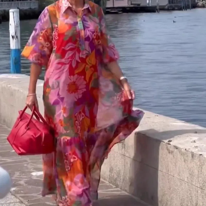 💗Summer Specials💗Red Floral Printed Chiffon Dress
