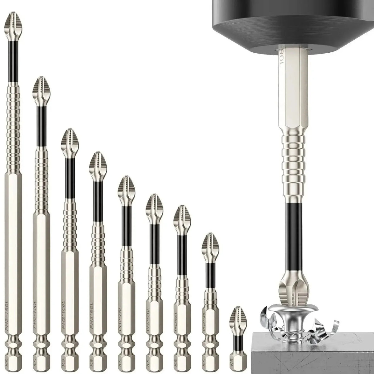K5 Impact-Resistant Anti-Slip Bits – High-Magnetic Screwdriver Bit Set