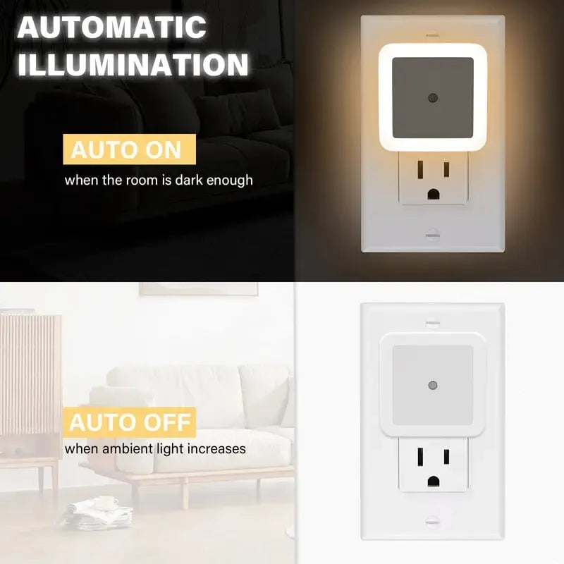 🎉6pcs Night Light, Night Lights Plug into Wall , Nightlight Plug in Night Lights, Dusk to Dawn Night Lamp Led Night Light for Bedroom, Bathroom, Hallway Warm White