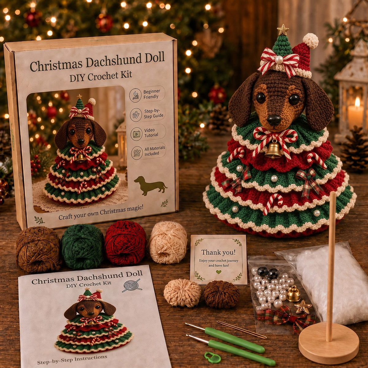 🎉🎄 Crochet Animal Christmas Tree DIY Kit