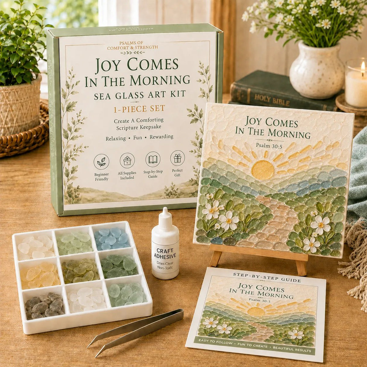 💥🏆 Psalms of Comfort & Strength Sea Glass Art Kit✝️