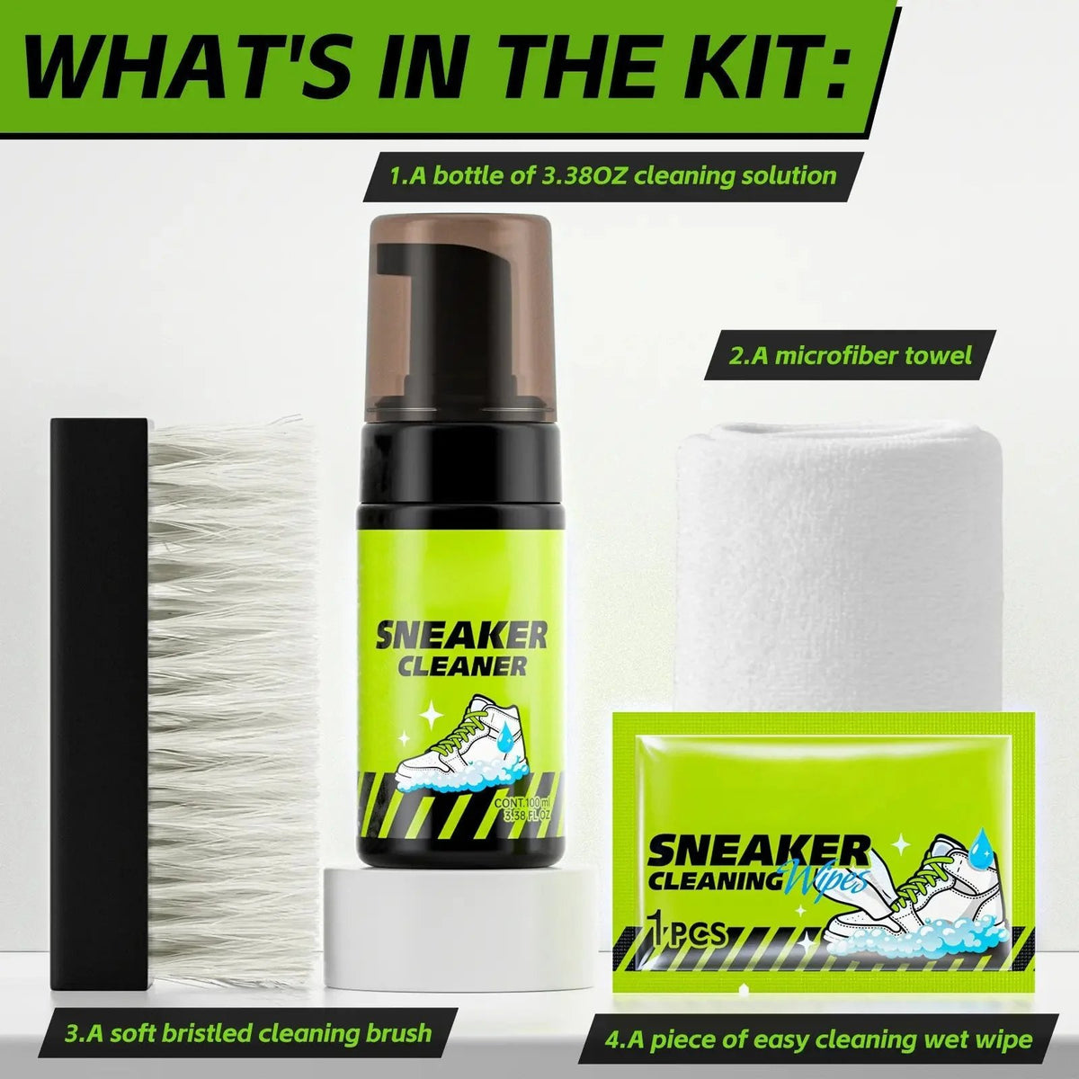 🔥HOT SALE🔥👟 Foam Shoe Cleaning Kit – Sneaker Cleaner With Brush & Microfiber Towel ✨