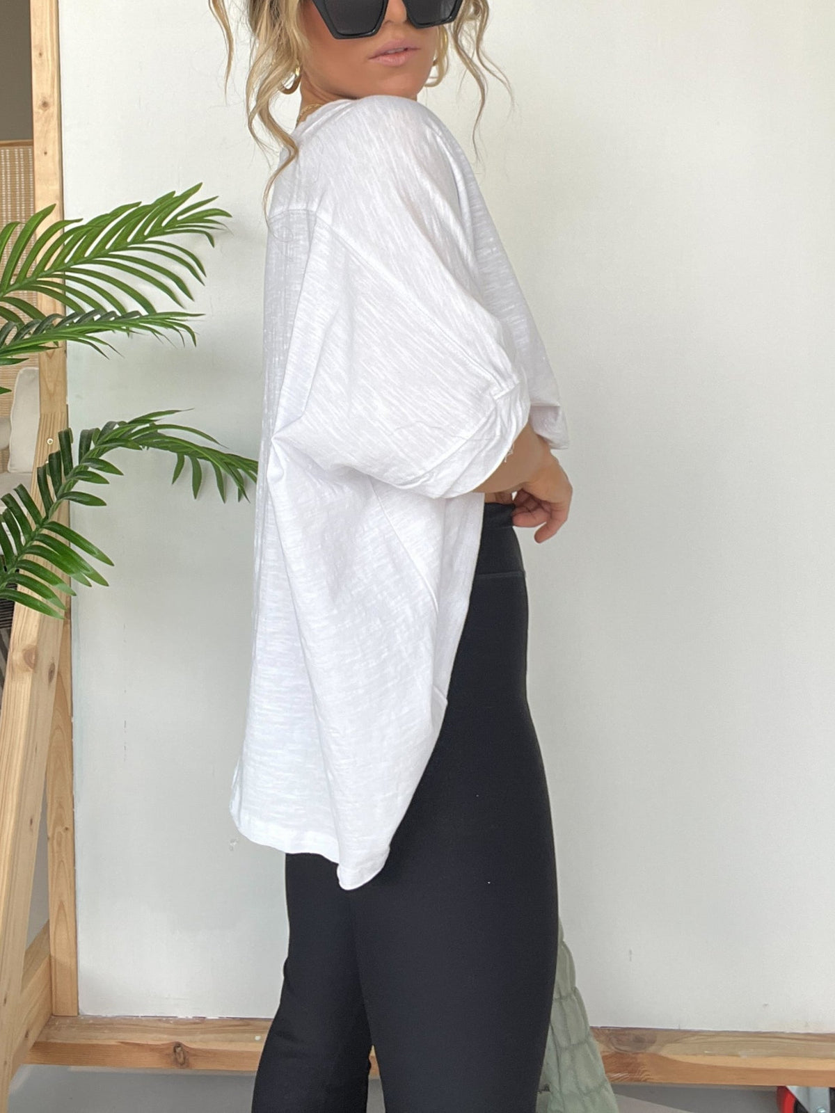 HOT SALE ROUND NECKLINE OVERSIZED MIDI LENGTH BOXY TEE