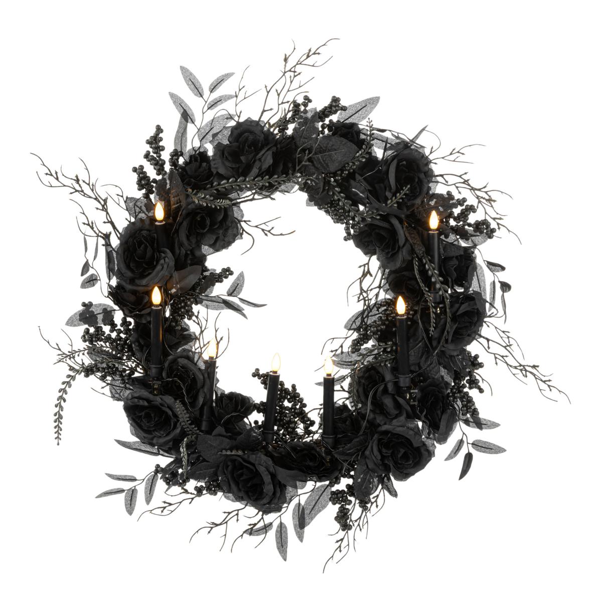 Black Rose Candle Wreath
