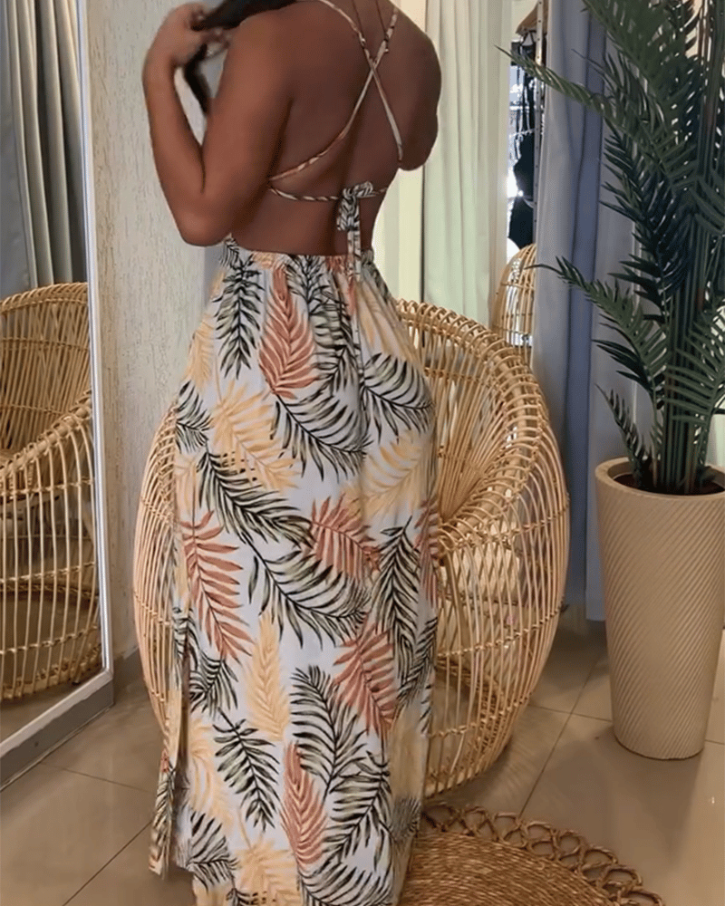 Printed Backless Dress (Hot-Sale)