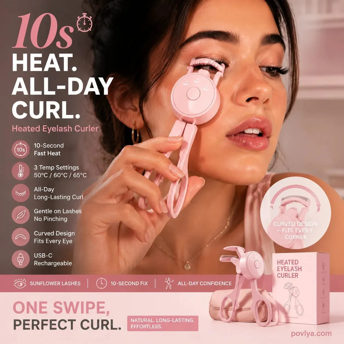 🔥HOT SALE🔥💗 Heated Eyelash Curler – 10-Second Heat, 3 Temp Settings & USB-C Rechargeable ✨