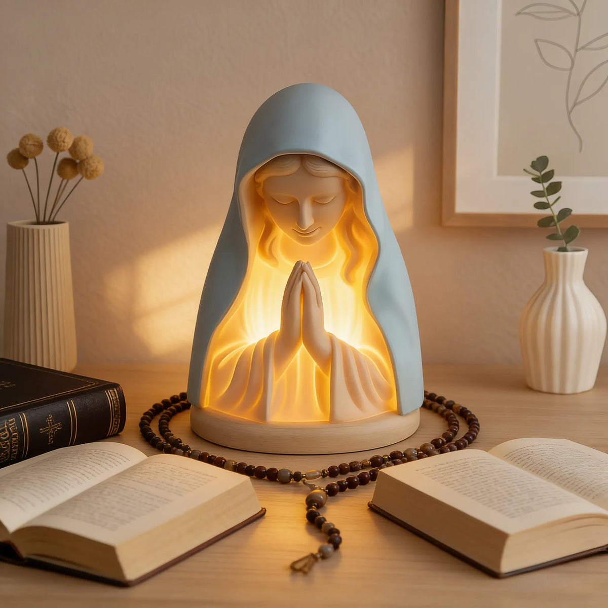 Handmade Resin Virgin Mary Prayer Night Light