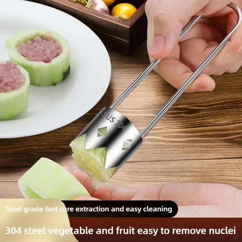 🎉2 Pcs Fruit and Vegetable Corer Tool, Red Bell Pepper Seed Corer, Stainless Steel Fruite Corer