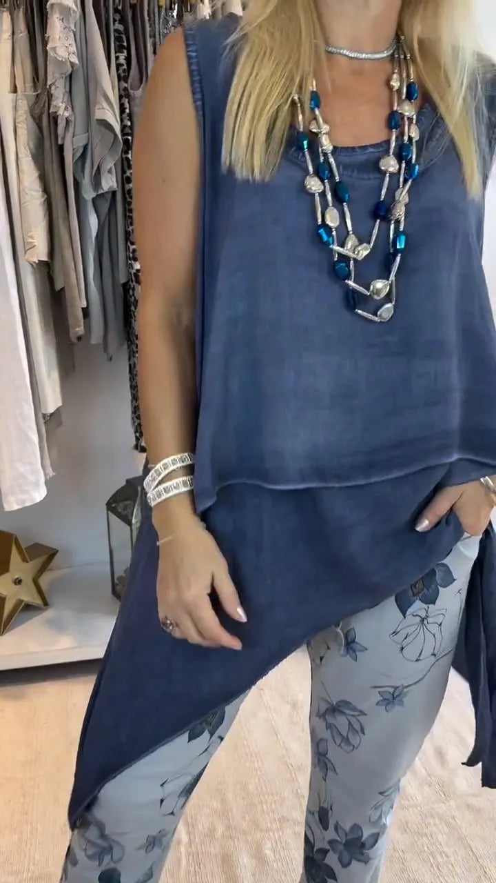 Women's Casual Crewneck Sleeveless Irregular Double Hem Top (Buy 2 Free Shipping)