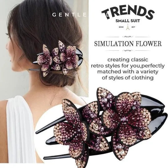 BUY 2 GET 1 FREE🎁Rhinestone Double Flower Hair Clip