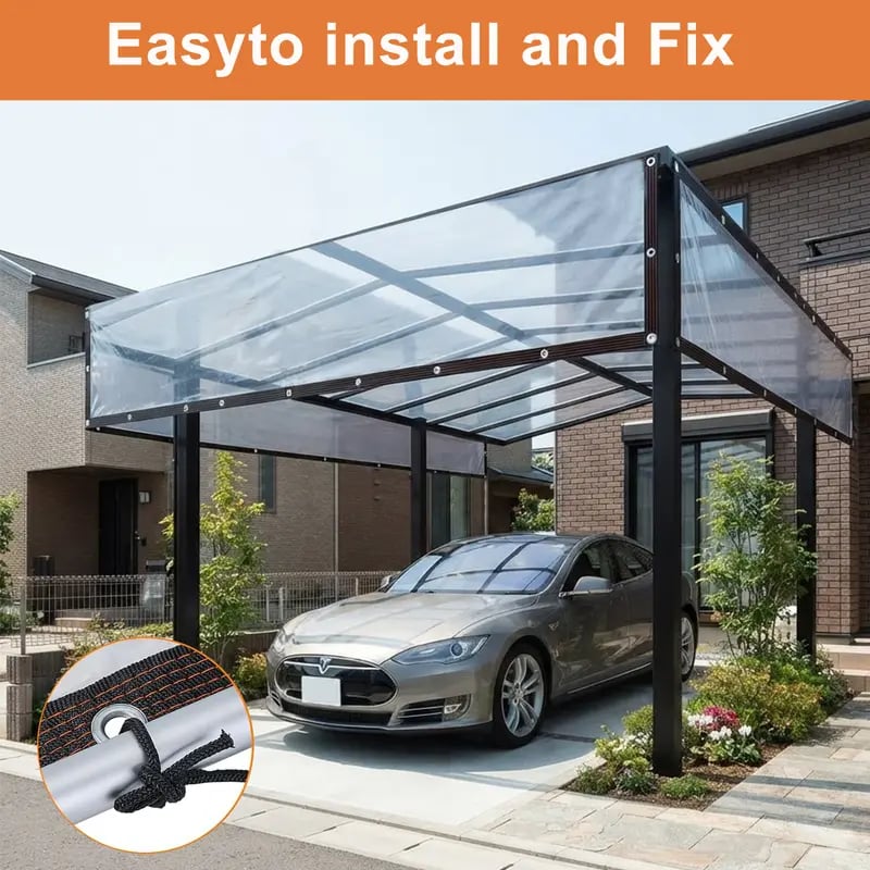 🔥HOT SALE🔥💥🏆Clear Waterproof PE Tarp, Transparent Outdoor Cover with Metal Grommets🌂