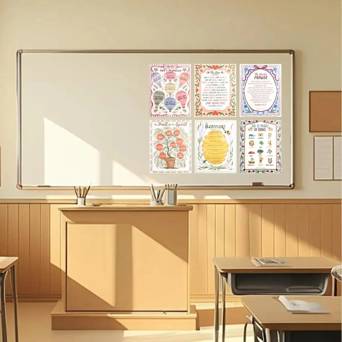 ⛪Sunday School Decorations for Classroom, 11x14in Books of the Bible Poster, 15-Piece Bible Posters for Kids✝💕