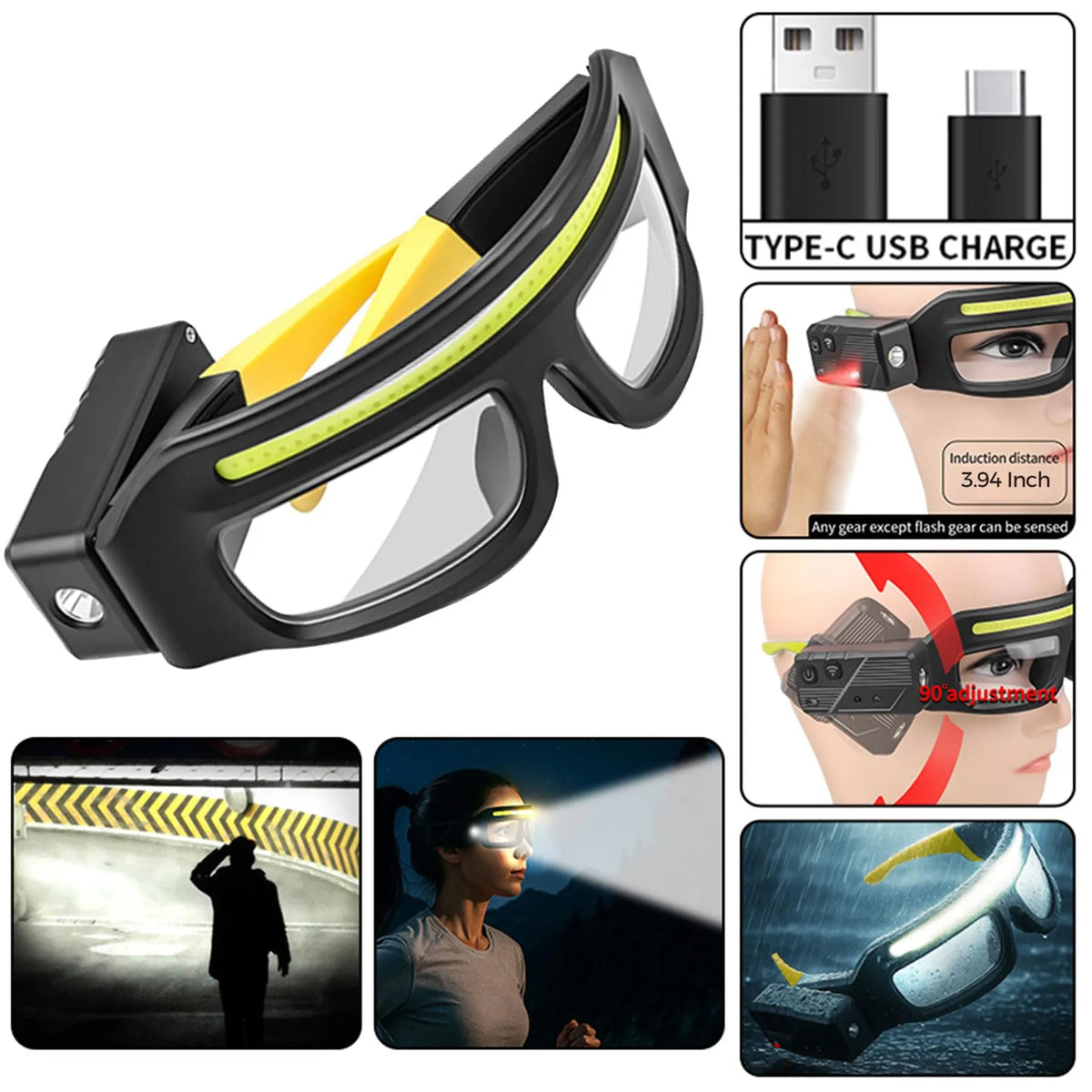 LED Rechargeable Headlight Glasses