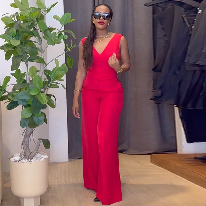 Backless Bow Vest Top Wide Leg Pants Casual Suit