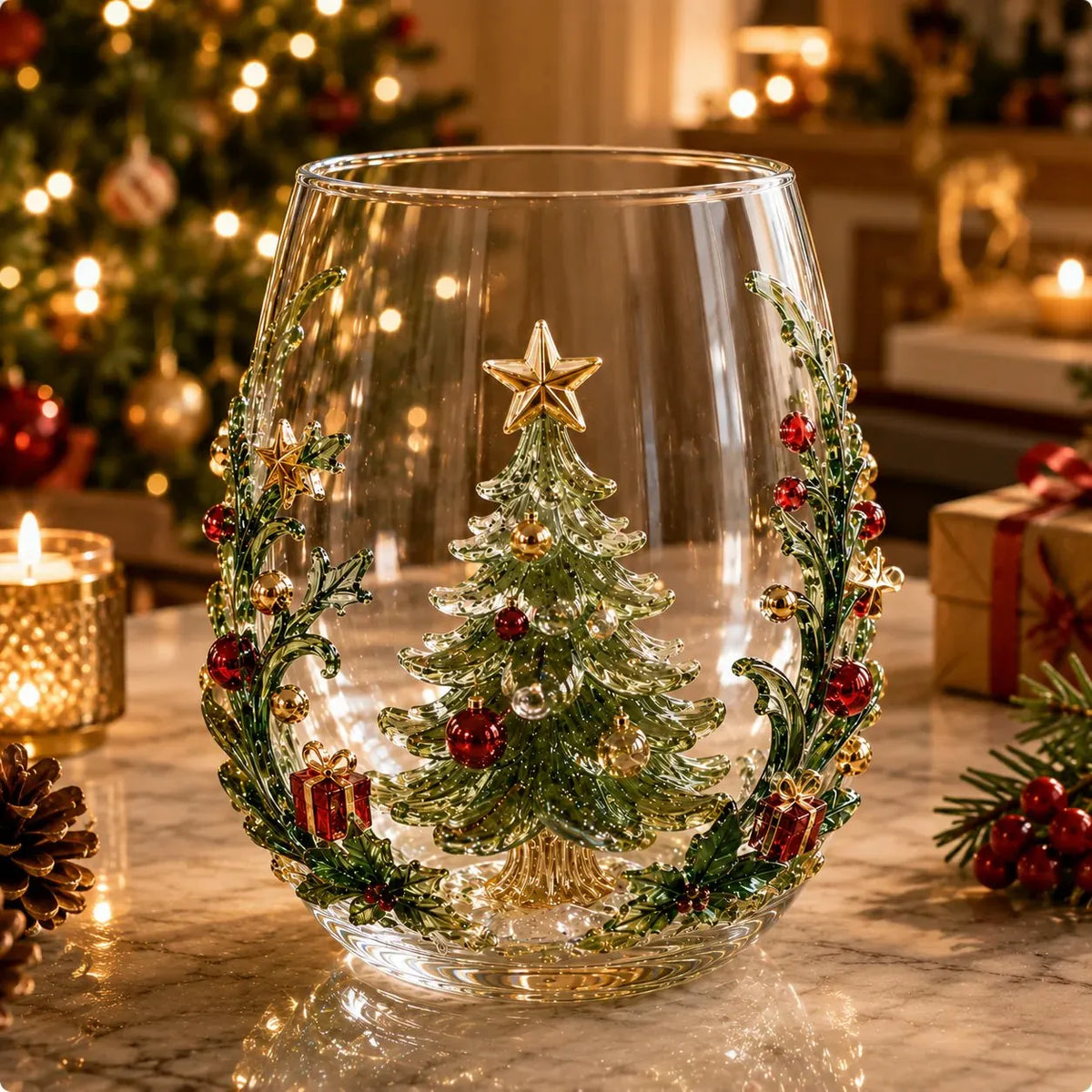 🔥HOT SALE🔥Magical Christmas 3D Glass Cup Collection – Santa, Reindeer, Snowman & Christmas Tree