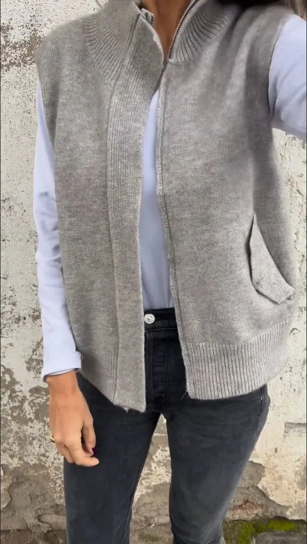 Women's Sweater Vest with Zipper and Pockets (Buy 2 Free Shipping)