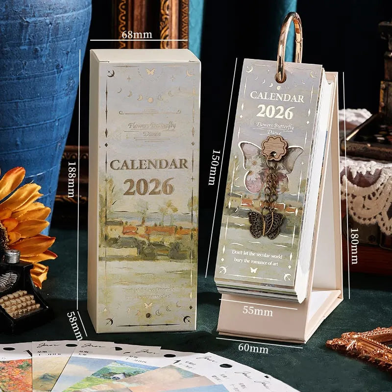 🔥LAST DAY: BUY 3 GET 1 FREE - 🎨 2026 Vintage European Style Oil Painting Flip Calendar (365 Pages)