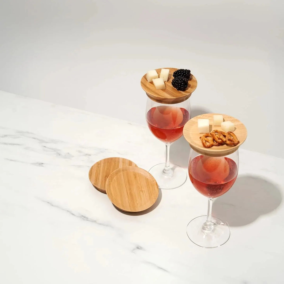 🔥HOT SALE🔥Bamboo Wine Glass Toppers – Set of 4