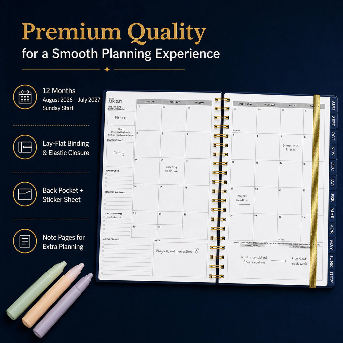 🔥Last Day 49% OFF - 🌌 2026-2027 Midnight Galaxy Mid-Year Spiral Bound Planner