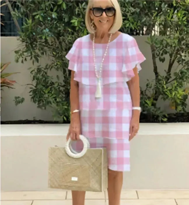 💕Limited Time 49% Off💕Ruffle Detail Short Sleeve Knee-Length Dress