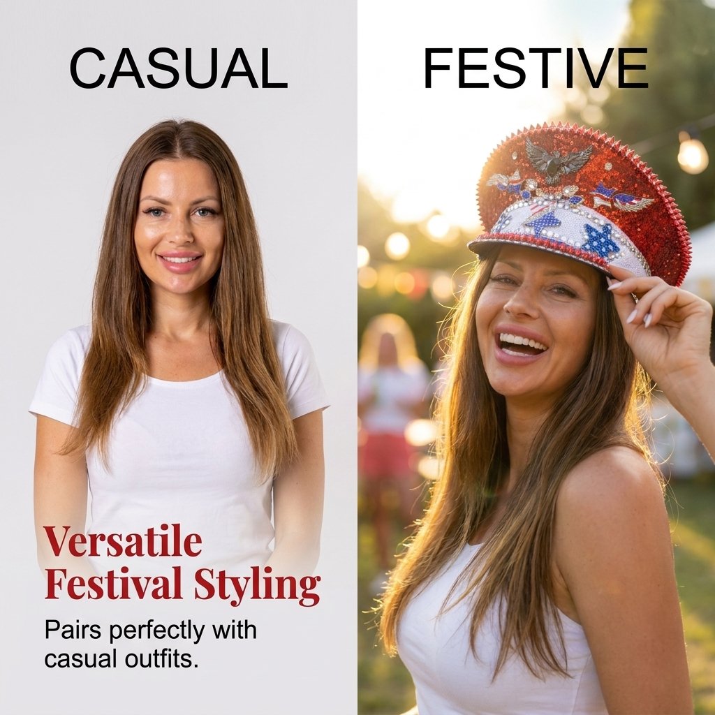 🔥Rhinestone-Embellished Independence Day Captain's Hat