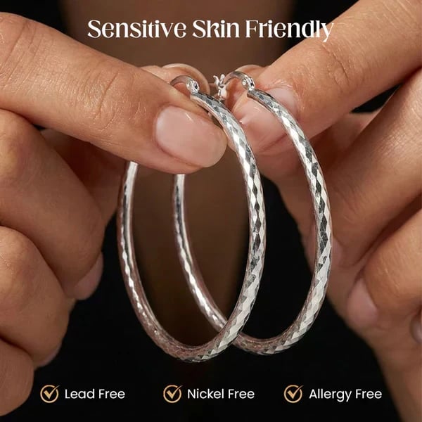 🔥 HOT SALE 🔥🎉 BUY 1 GET 1 FREE 🎁 Diamond-Cut Hoop Earrings for Women – Elegant, Sparkling 💎