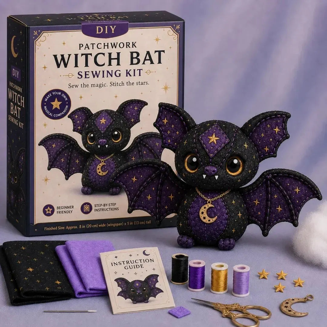 🎉49% OFF - 🐱Mystic Patchwork Animal Sewing Kit – DIY Plush Craft Kit with Starry Fabric, Moon Charm