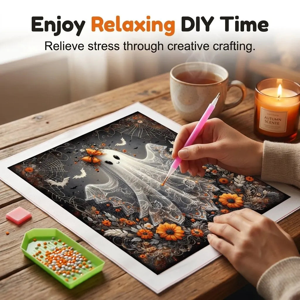 🎉 🔥HOT SALE🔥👻 Cute Halloween Ghost DIY Diamond Painting Kit