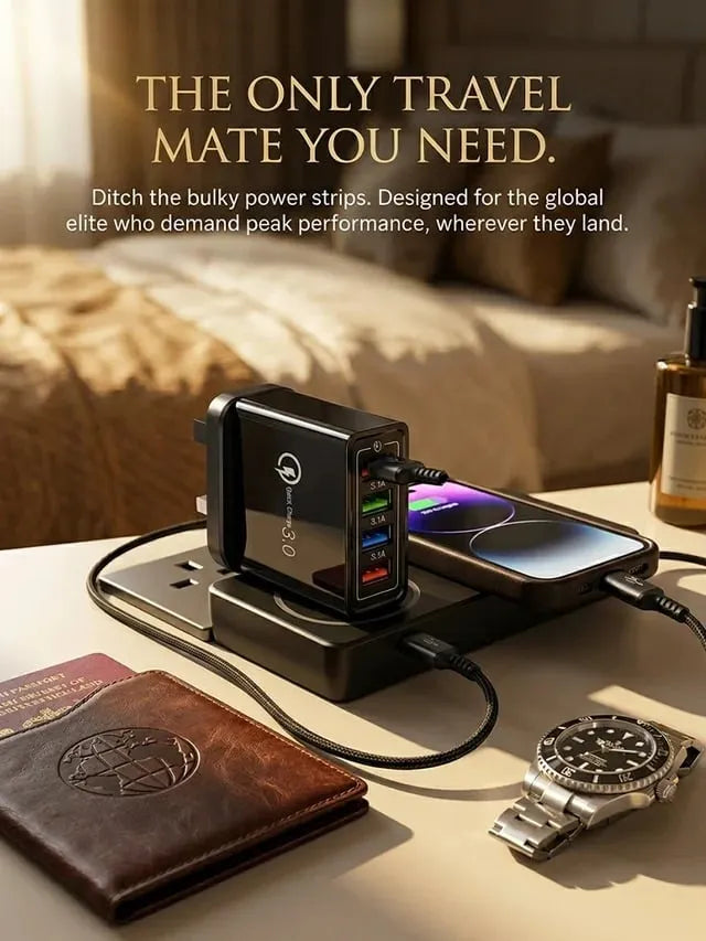 🎉Four-Port Travel Charger for Extended Phone Battery Life